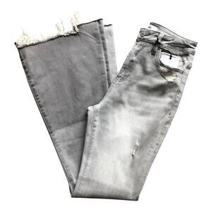 Ceros Super High Rise Flare Cut Distressed Gray Denim Jeans Women's Size 28 New